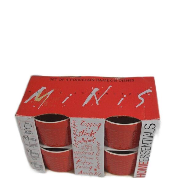 Ramekin Dishes Set of 4 Porcelain Minis New HOME ESSENTIALS - Picture 3 of 3